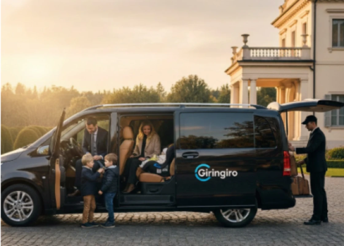 Autista che carica una famiglia felice